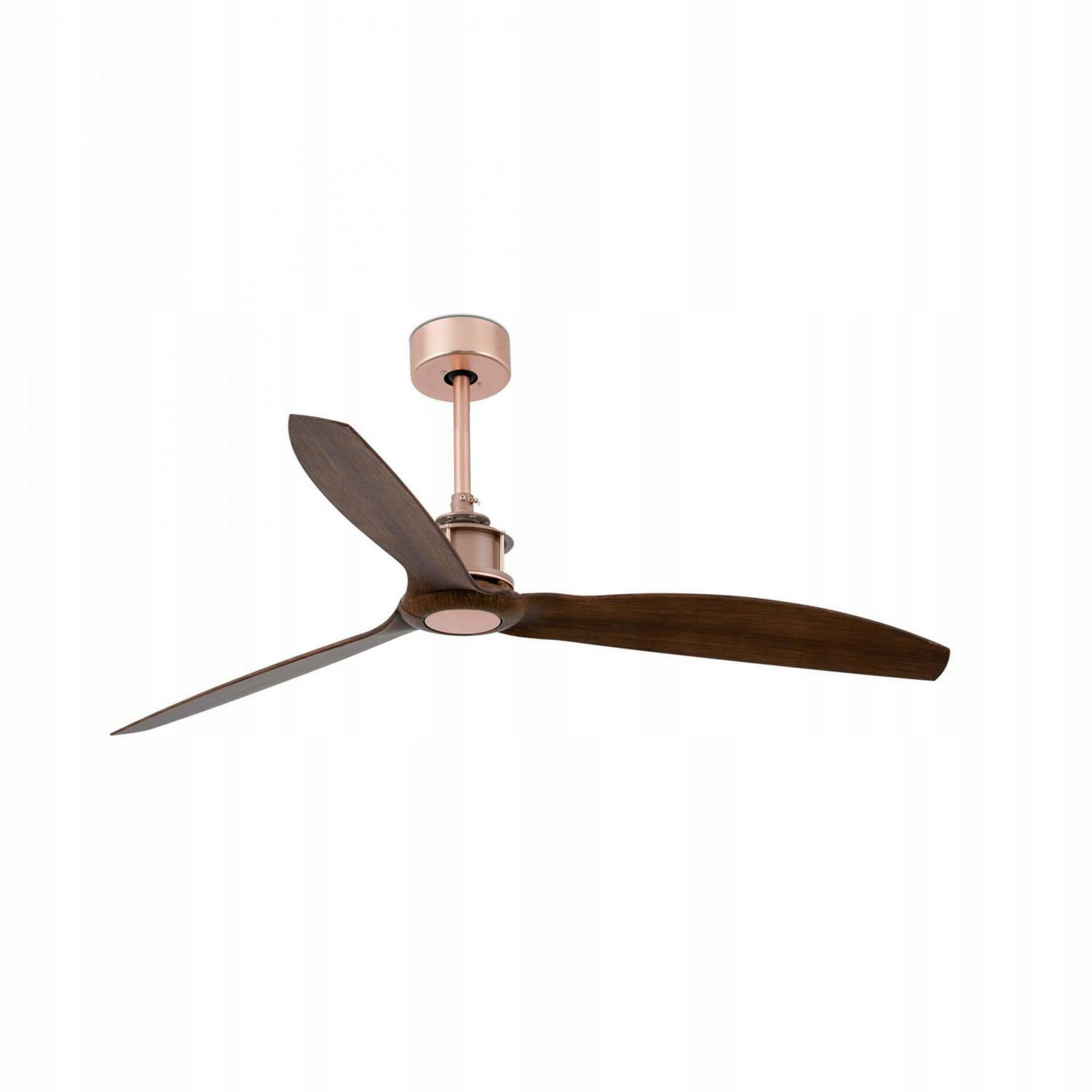 Stropný ventilátor Faro Just Fan M, meď/drevo, DC motor, diaľkové ovládanie