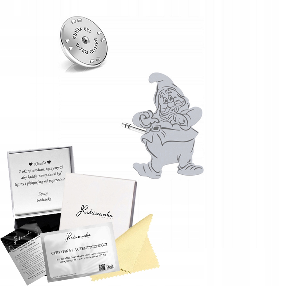 Stříbrná vkládačka Trpaslík Pin Dárek pro předškolačku Stříbro Přání