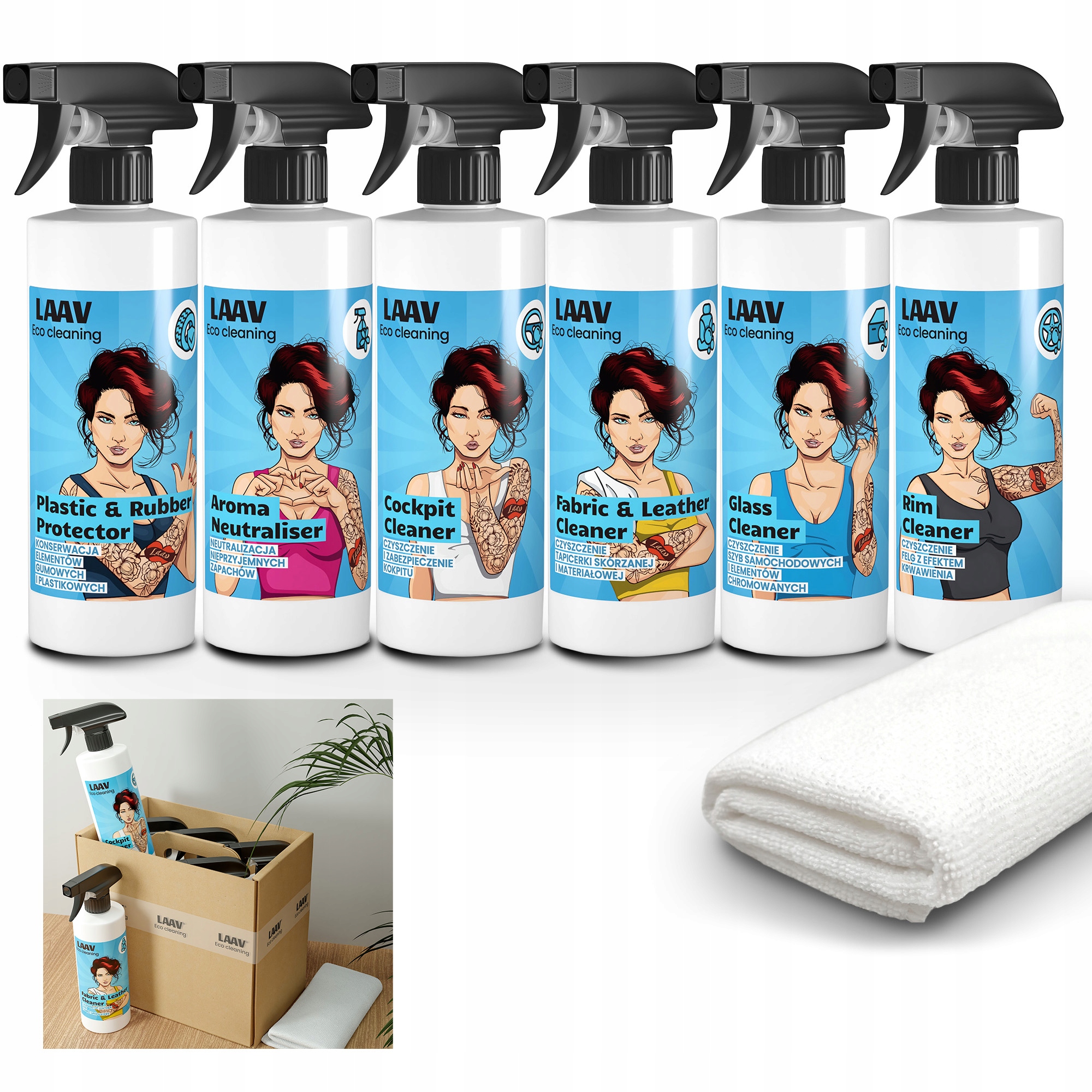 Sada přípravků pro péči a čištění auta 7 kusů Laav