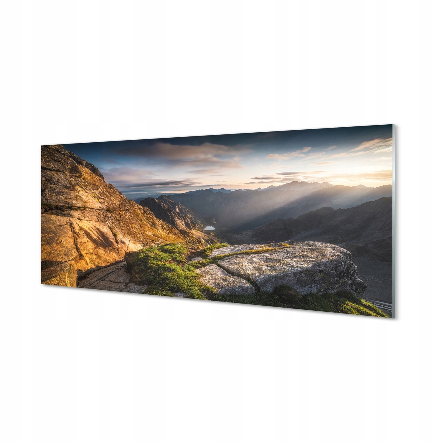 Obraz sklo Hory východ slunce 125x50 cm