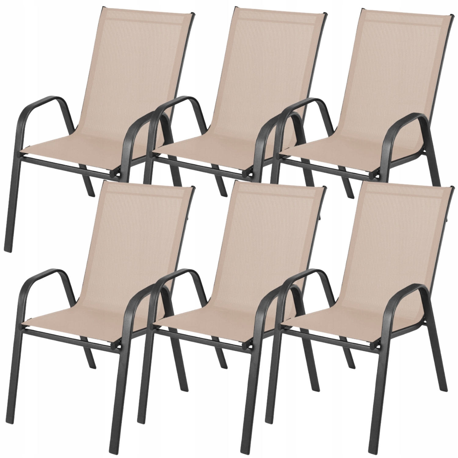 6 x Zahradní křeslo kovové, béžová terasa, zahrada, moderní sada