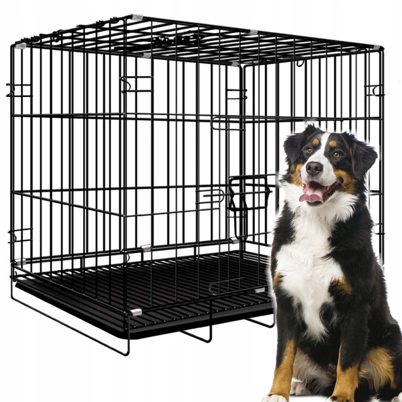 Levně Velká Černá Kovová Klec Kotec Pro Štěňata Psa Kočky Králíka 85x70x60 cm