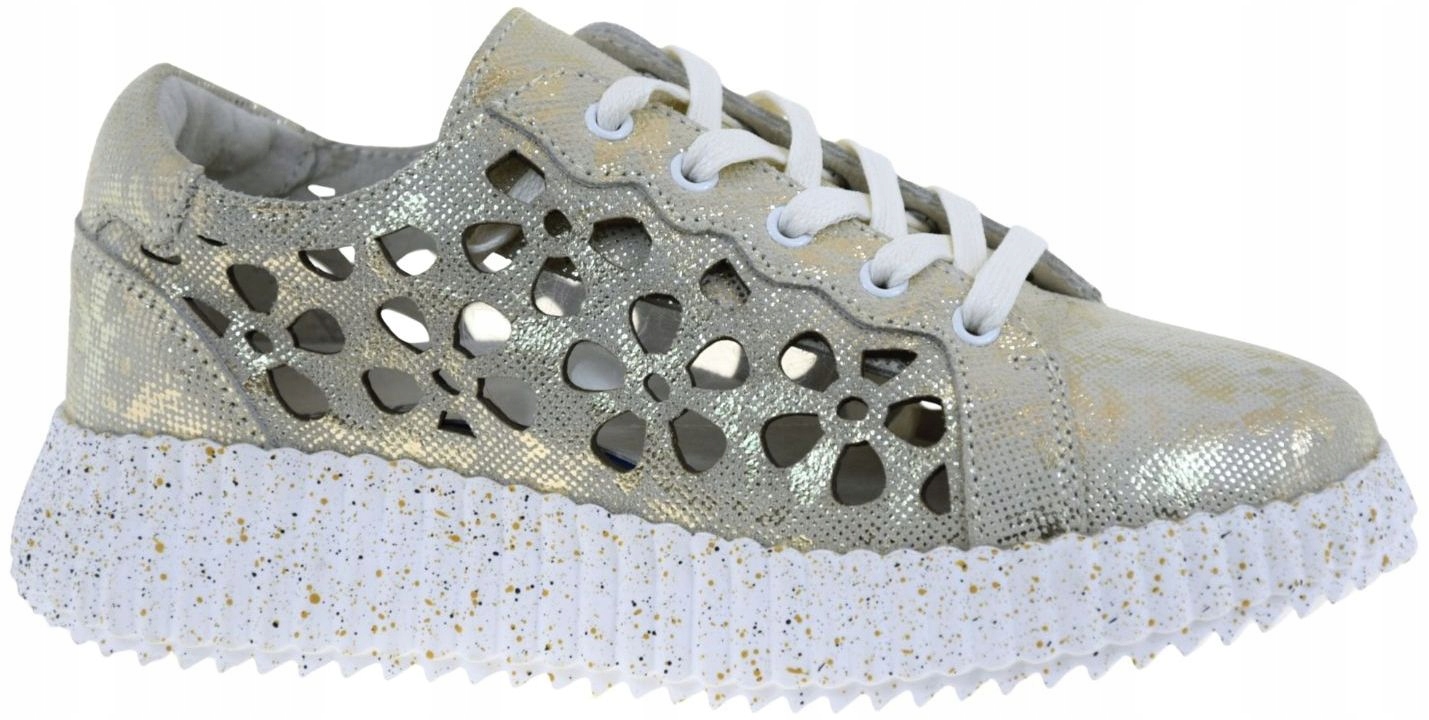 Elegantní dámské kožené ažurové zlaté polobotky Artiker 58C1263 VEL.40