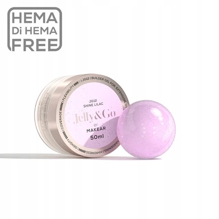 Żel Budujący Do Paznokci Fioletowy Drobinki Makear Jelly&Go Shine Lilac