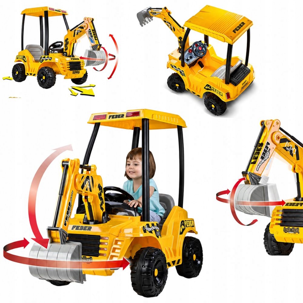 Koparka Na Akumulator Dla Dzieci Digger 12V Lt Ruchoma Łyzka Feber