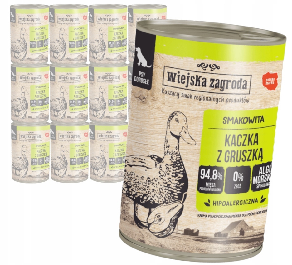 Wiejska Zagroda Pies Kaczka z Gruszką 12 x 400g