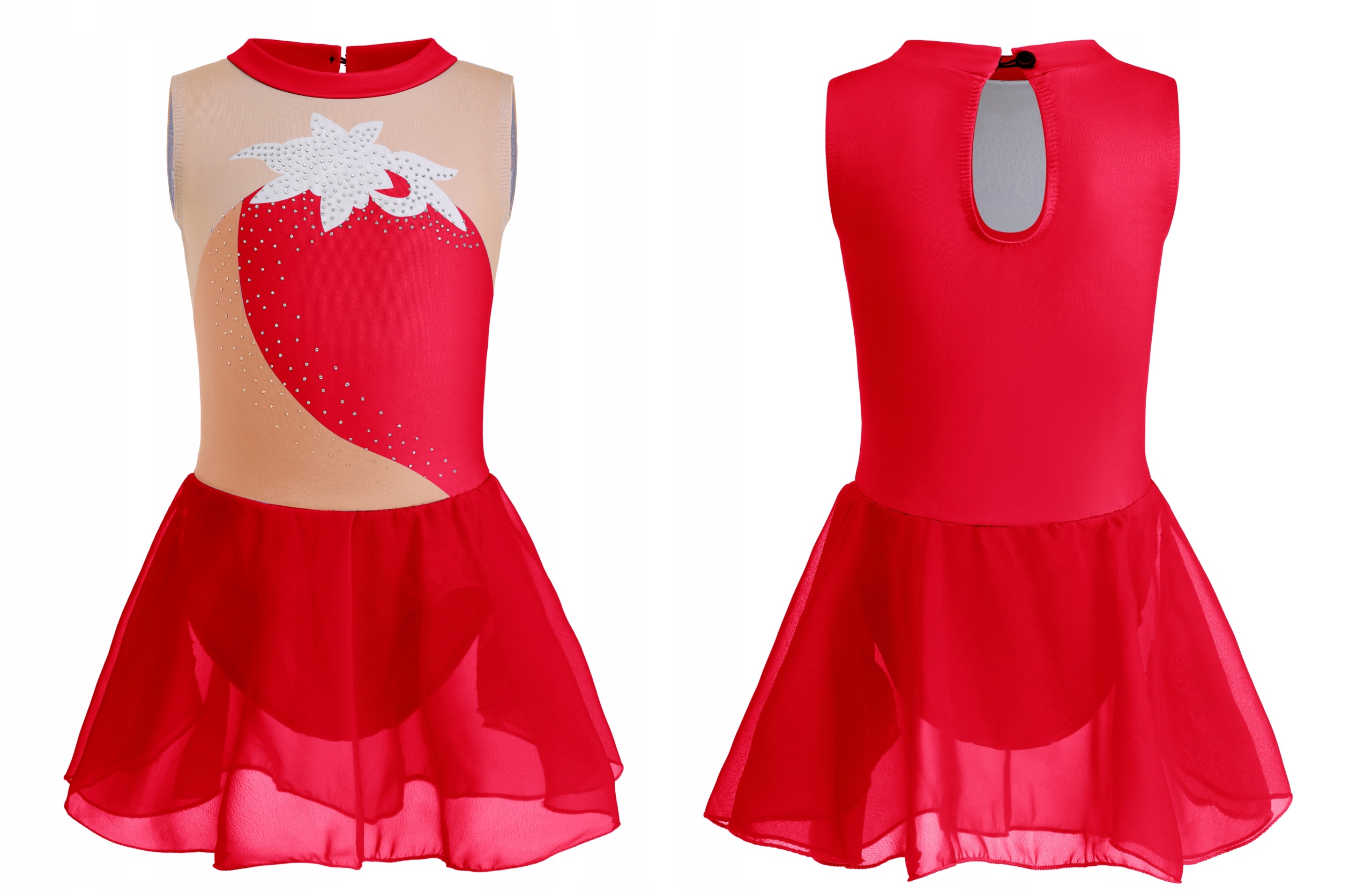 Baletní Body S Tylovou Sukní, Červené Zirkony 160