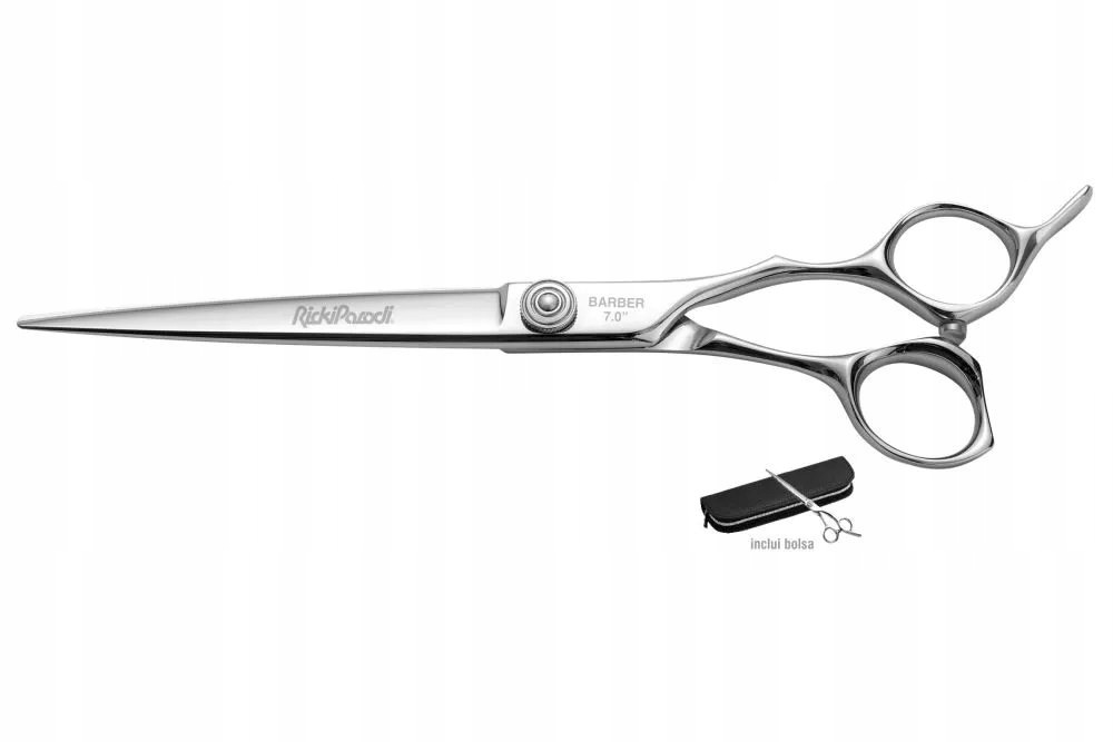 RickiParodi – Kadeřnické nůžky s pouzdro Barber Nerezová ocel 7.0