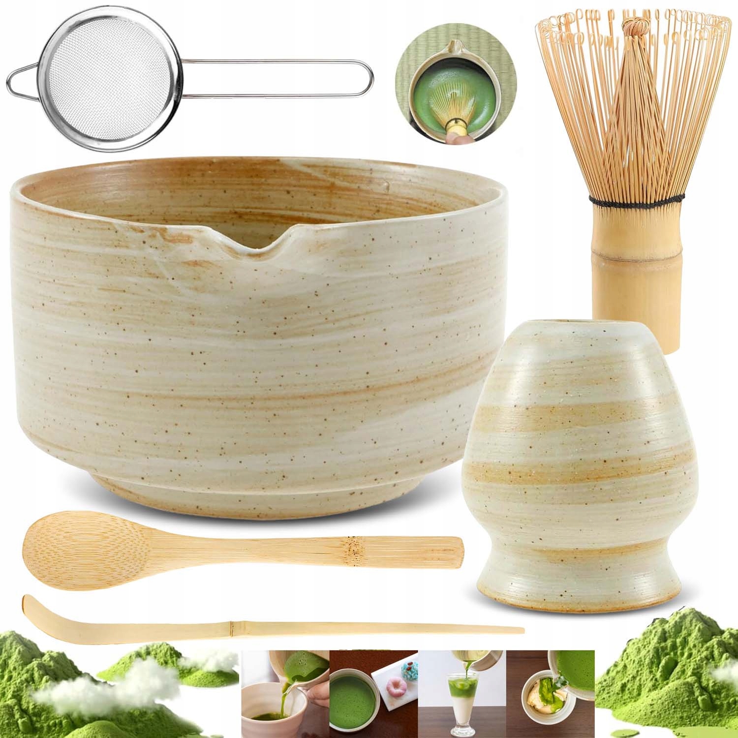Sada Příslušenství Pro Přípravu Čaje Matcha Matchawan Šálek Metla 6EL