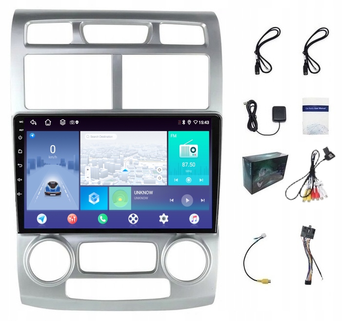 Autorádio S Navigací Carplay Android Auto Kia Sportage 2004-2007 4GB Ram 64GB Paměť Sim