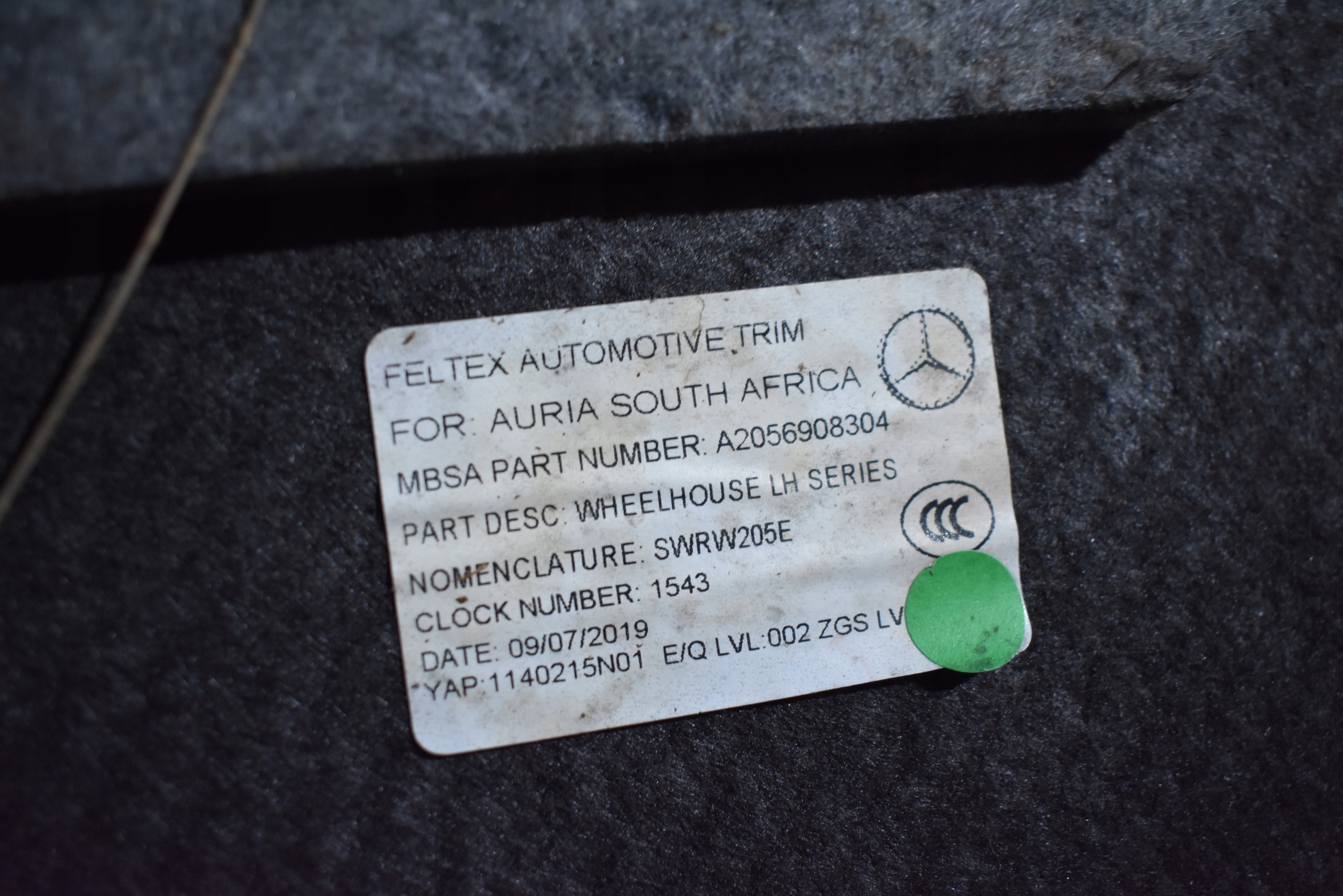 boot upholstery left MERCEDES W205 1