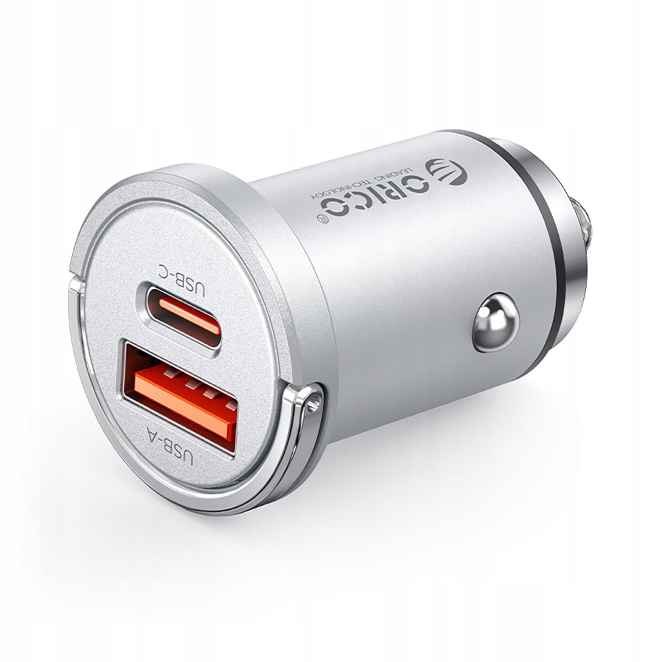 Ładowarka samochodowa Orico MiniRing Pro 45W Usb- A Usb- C srebrna Orico