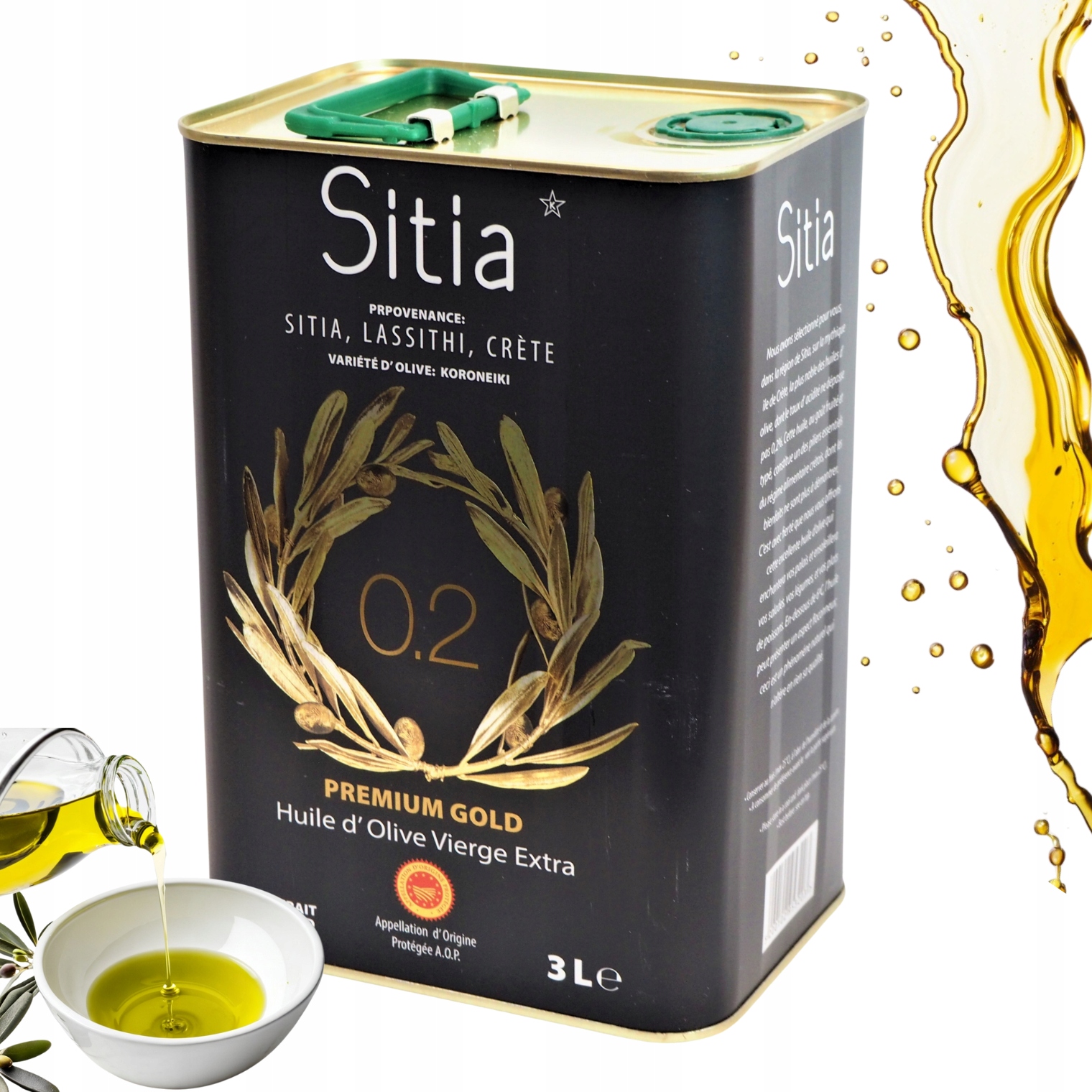 Grecka Oliwa z Oliwek Premium Kreta Sitia 0,2% 3L Extra Virgin data 01/2028