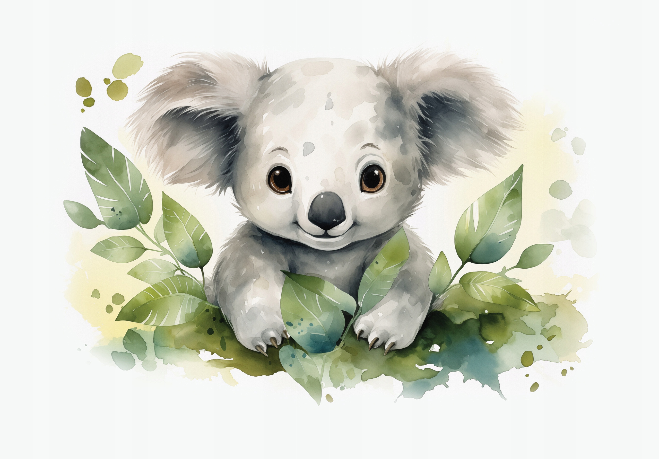 Vliesová fototapeta Koala Eukalyptus Akvarel detská 368x254 lepidlo