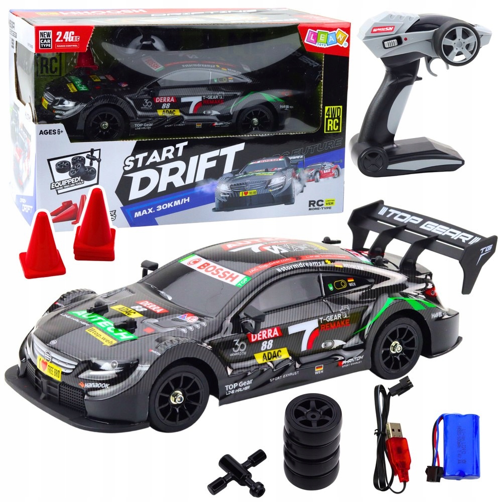 Samochód Wyścigowy Auto Do Driftu Rc Czarny Karbon 30km/h