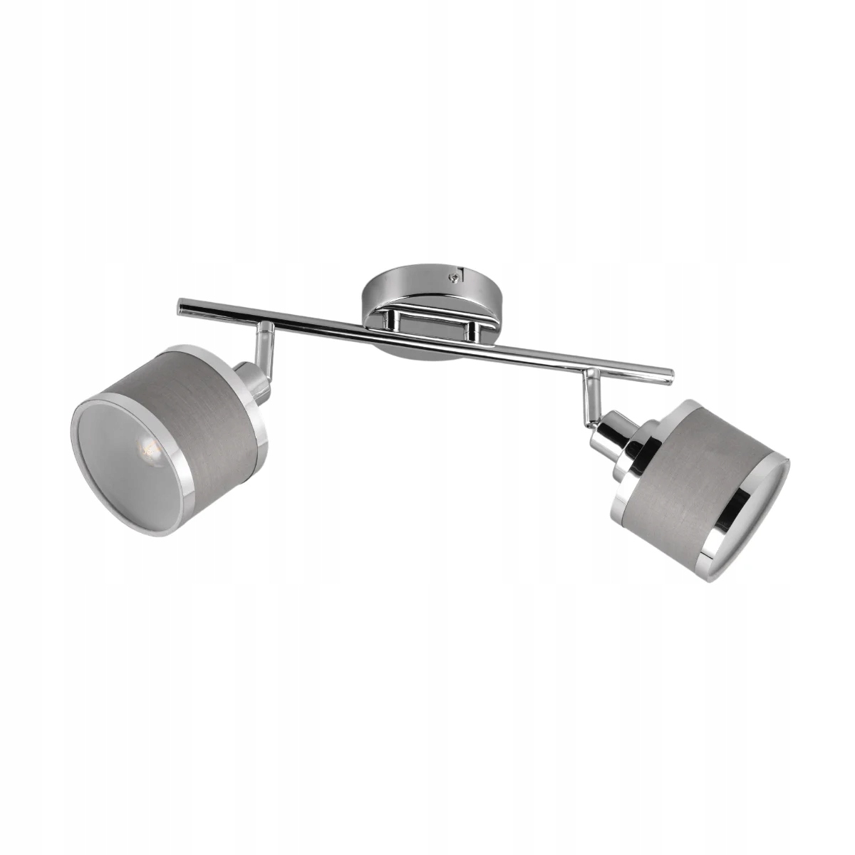 Stropní svítidlo stříbrná, dva pohyblivé reflektory s látkovými stínítky Trio