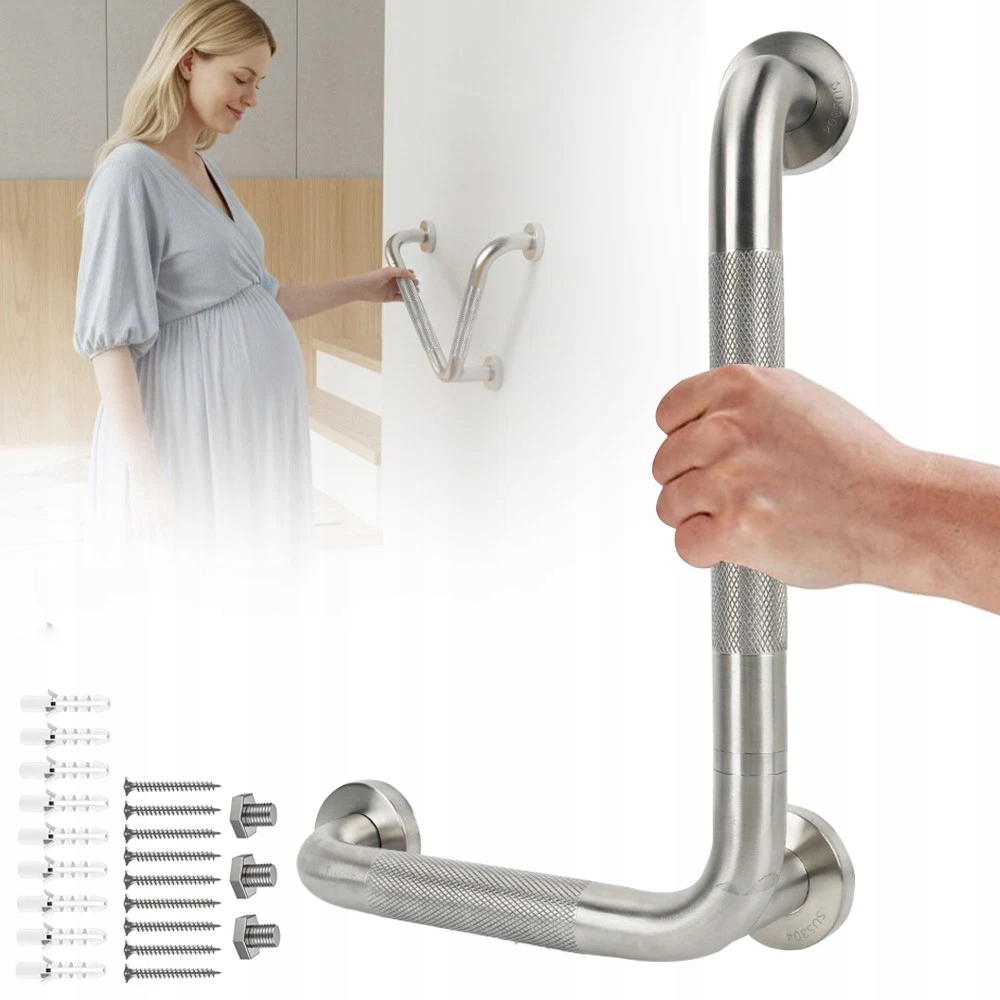 Poręcz Uchwyt 40 cm kątowy łamany łazienkowy poręcz do wanny do 270kg 90st