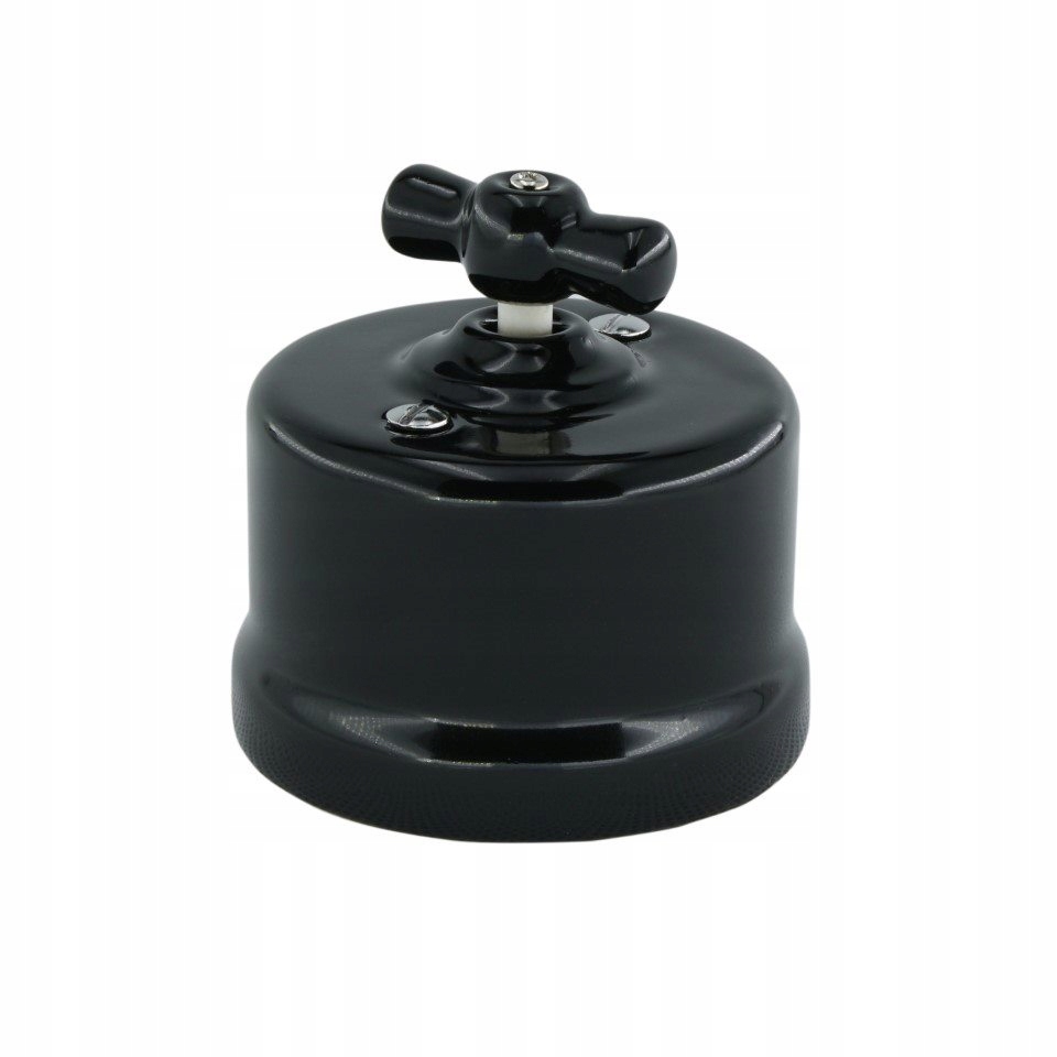 Krzyżowy OBROTOWY natynkowy 'Retro ceramic' CZARNY