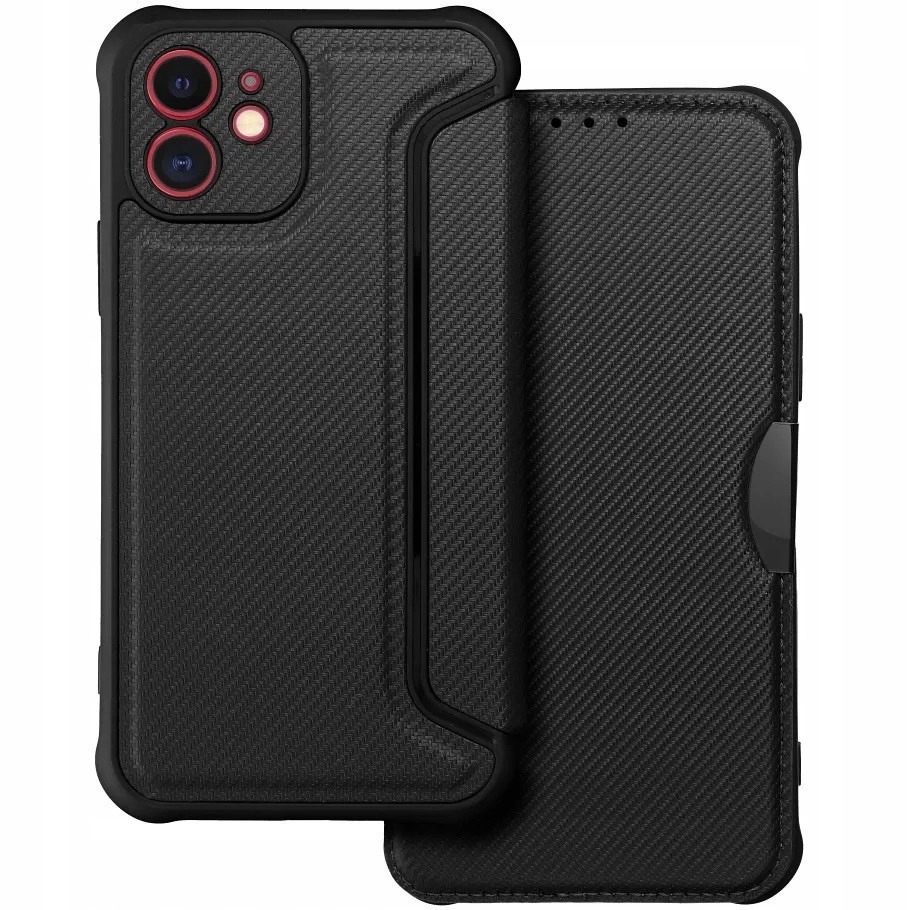 Apple iPhone 17 Pro, Etui otwierane na bok, narożniki z poduszką powietrzną, imitacja skóry