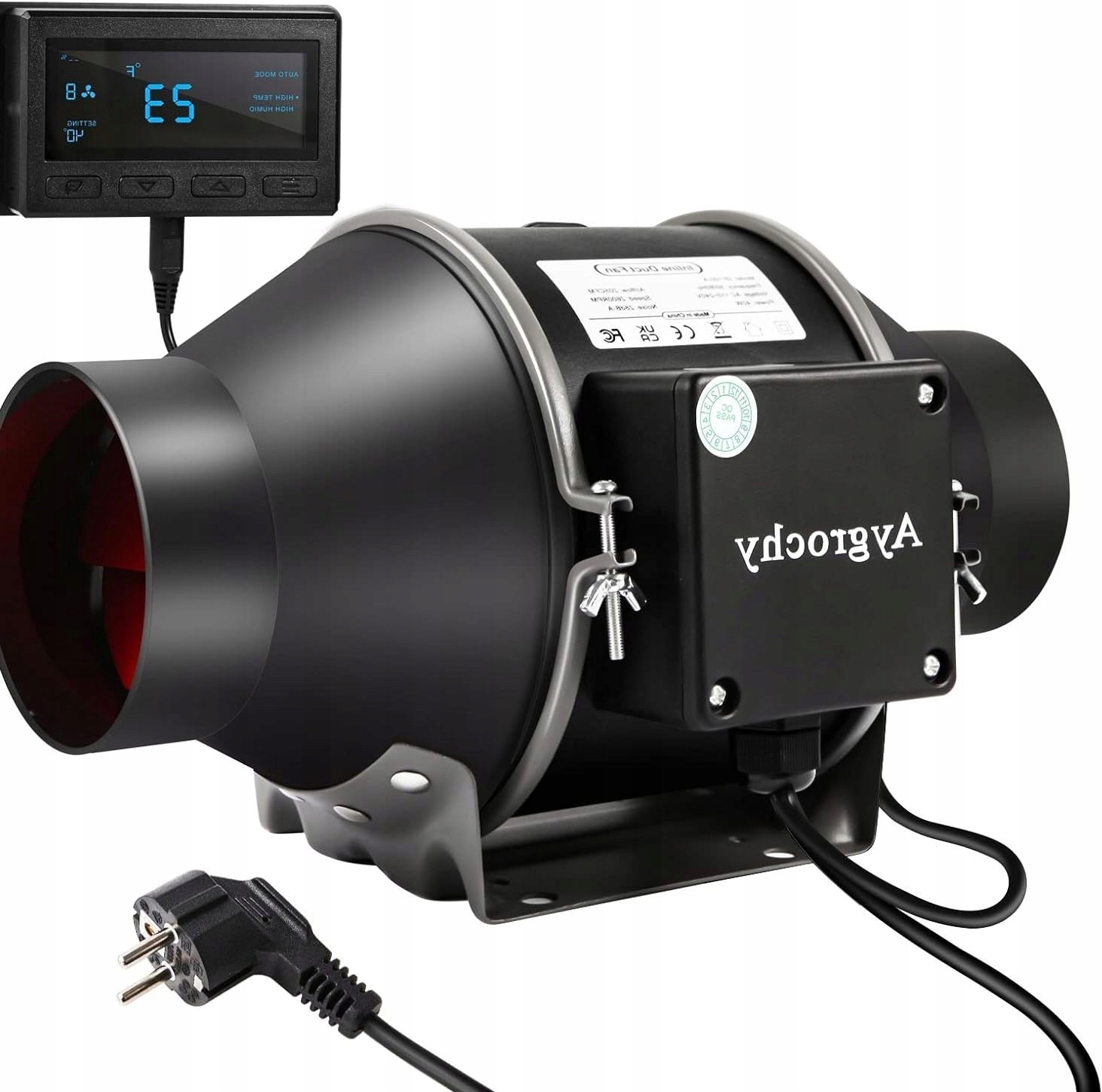 4-palcový kanálový ventilátor s regulátorom teploty a vlhkosti