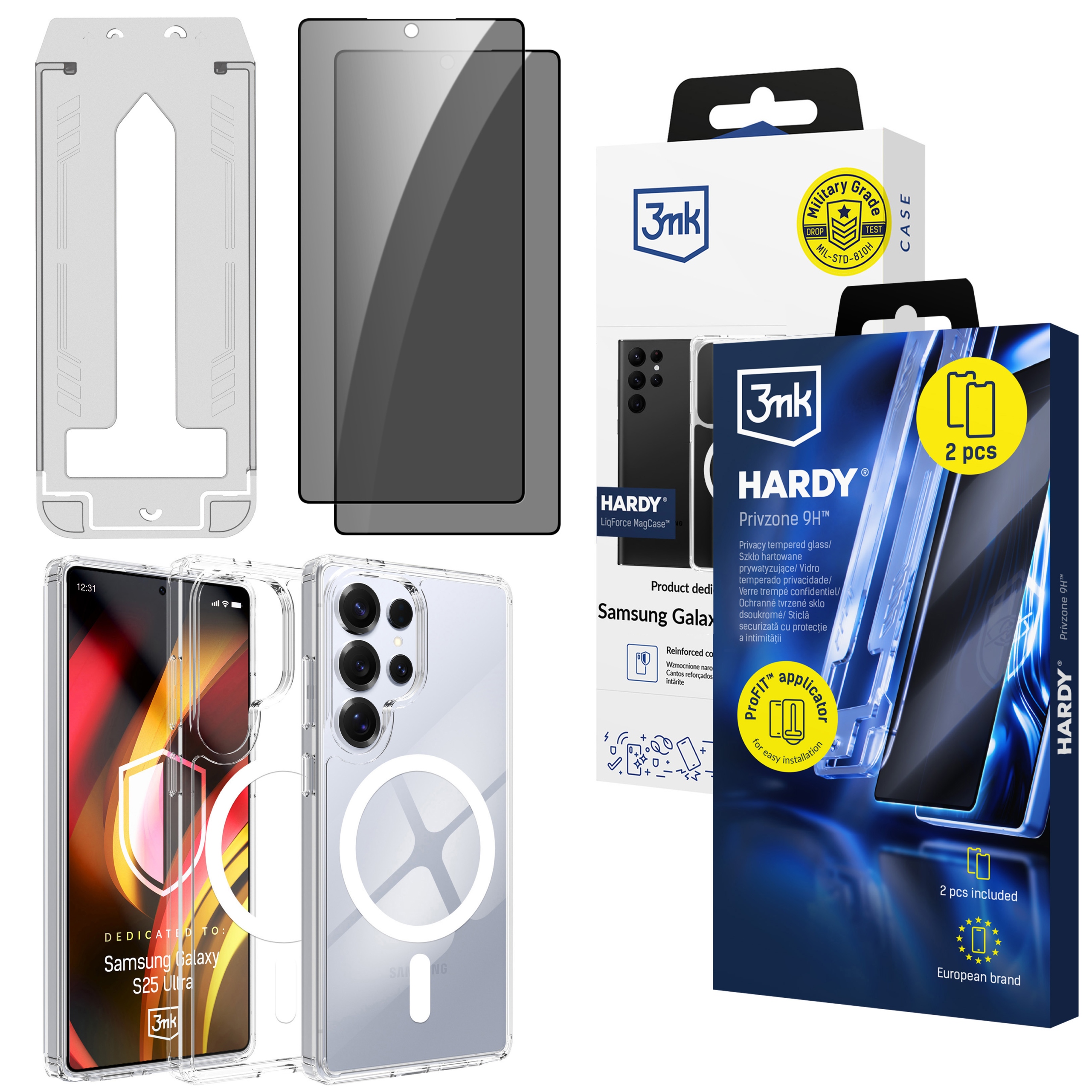 2x Szkło hartowane prywatyzujące 9H etui 3mk na Samsung Galaxy S25 Ultra