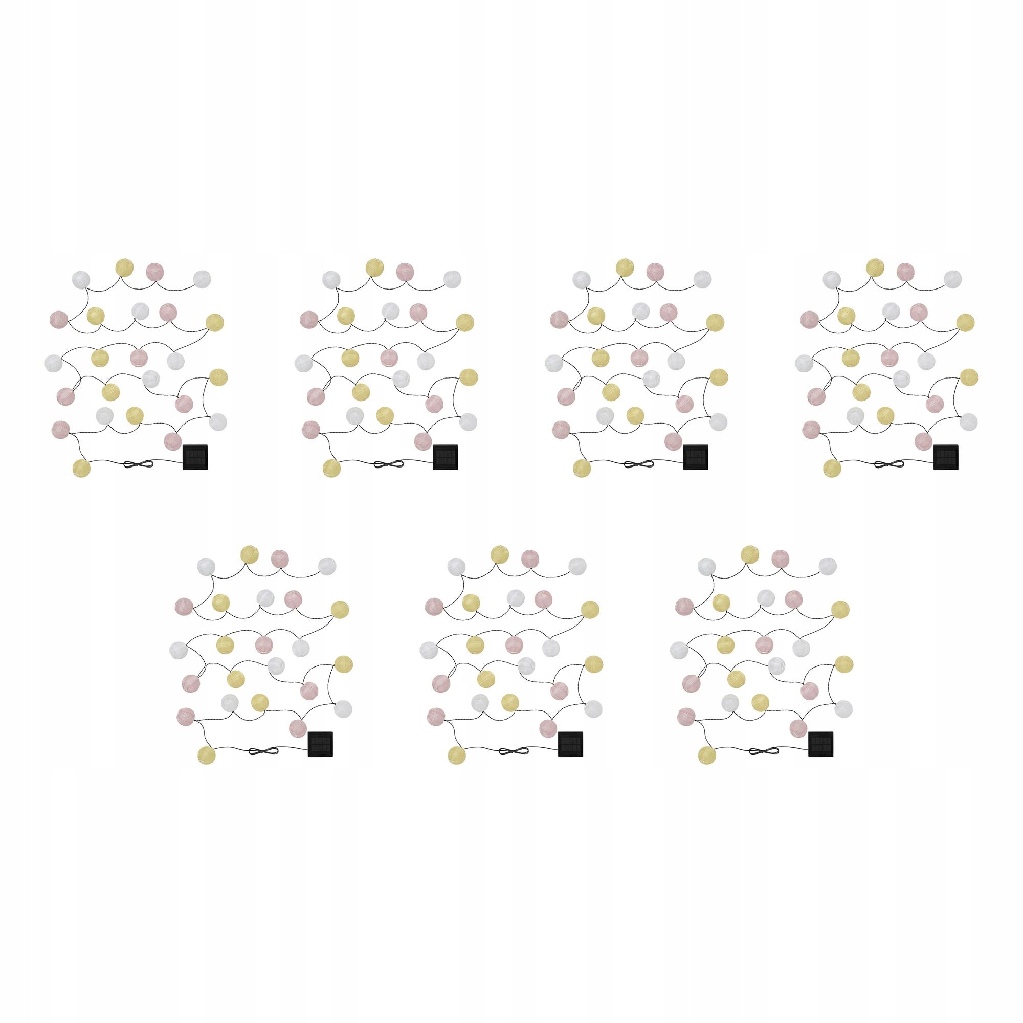 7 ks Led girlanda 24 lamp koule žluto růžová solární Solvinden