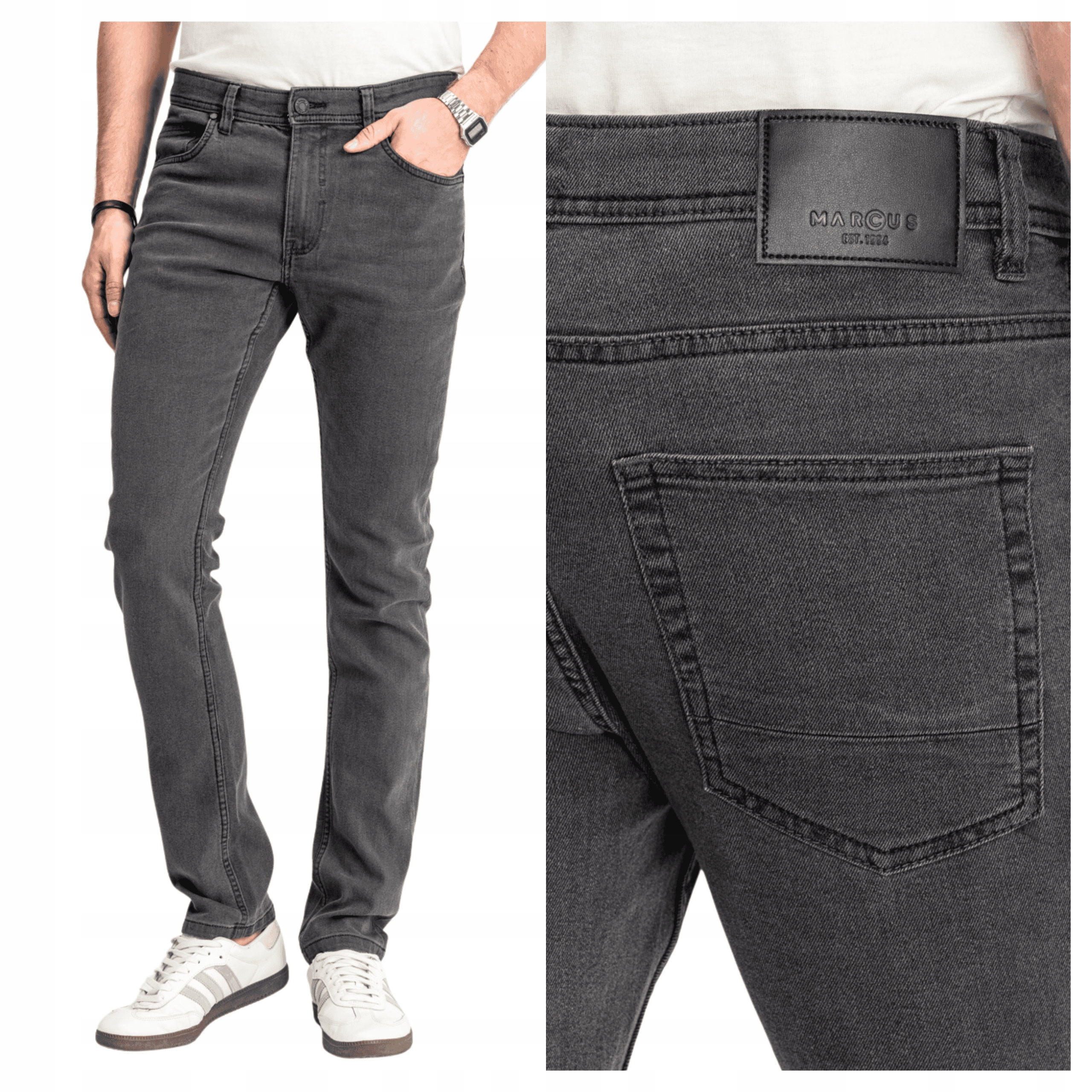 Pánské kalhoty Marcus Sebb Džíny Šedé Jednoduché Klasické W33 L34