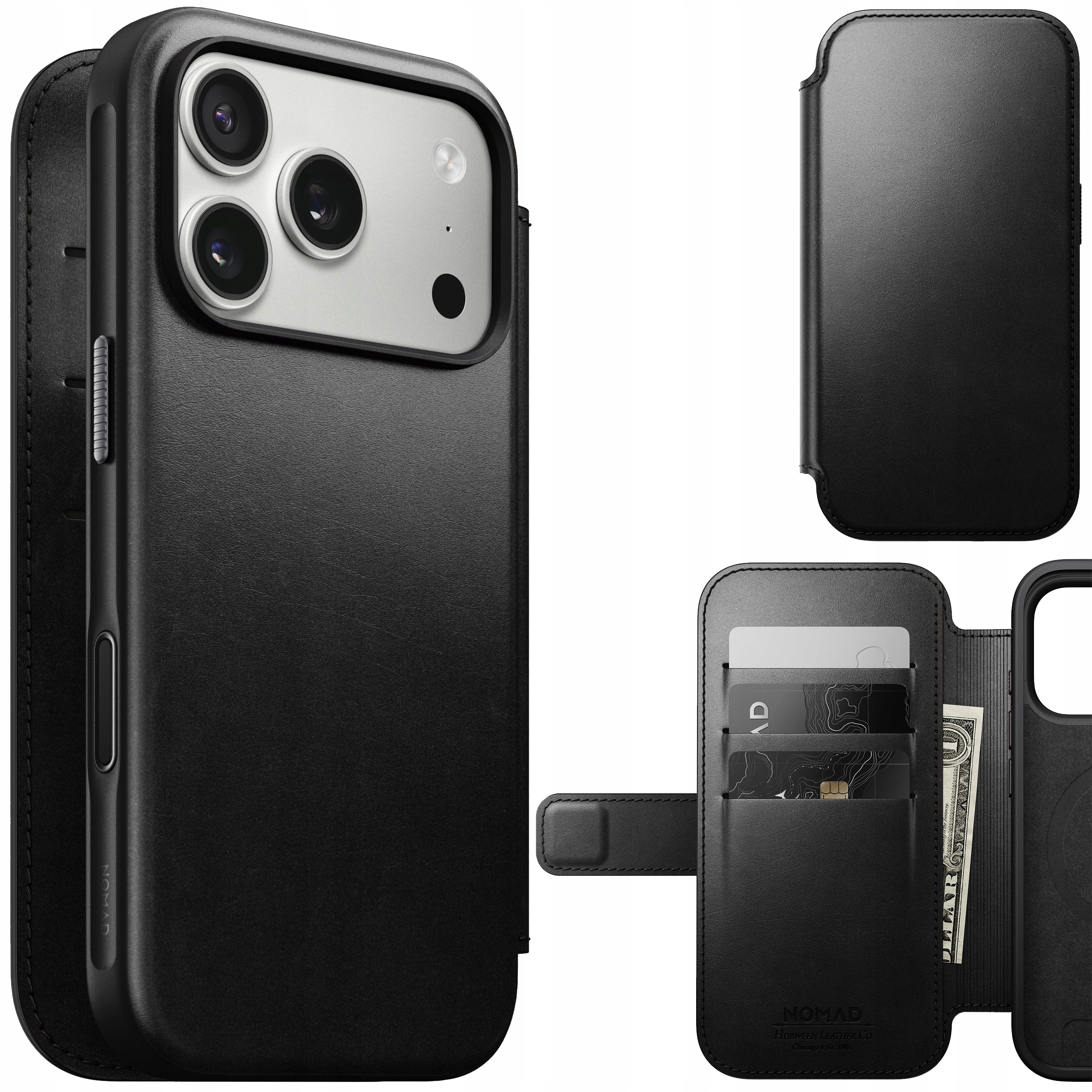 Nomad Modern Horween Folio Case – Pouzdro s MagSafe pro iPhone 17 Pro