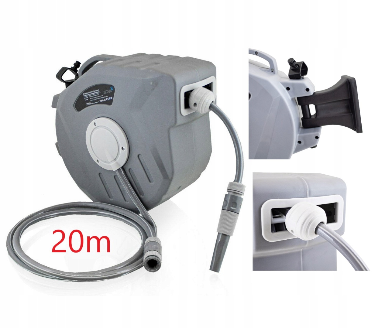 Automatyczny Wąż Ogrodowy 20 M Z Bębnem I Zwijakiem Na Ścianę Łatwy Montaż
