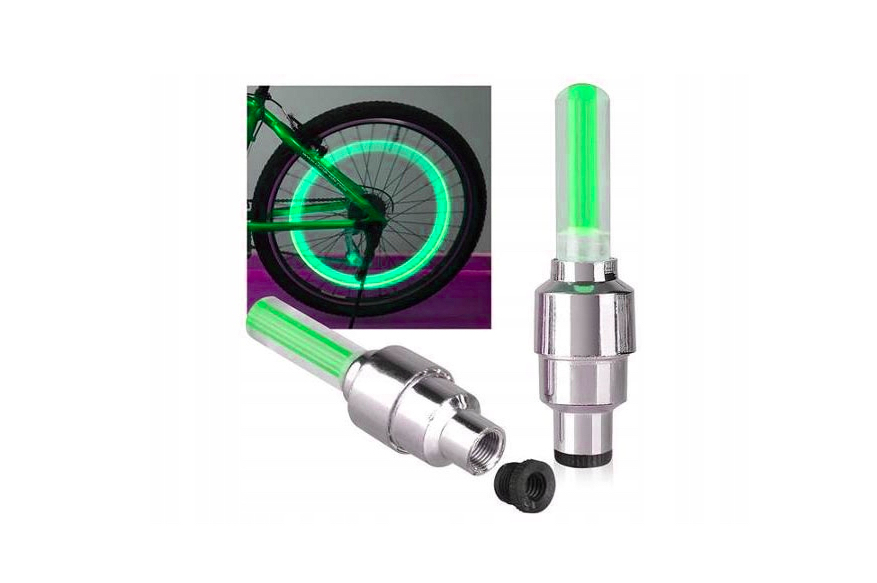 ŚWIECĄCY WENTYL LED ZIELONY DO ROWERU MOTORU 2 SZTUKI NA KOŁO WENTYLEK Marka Inna marka