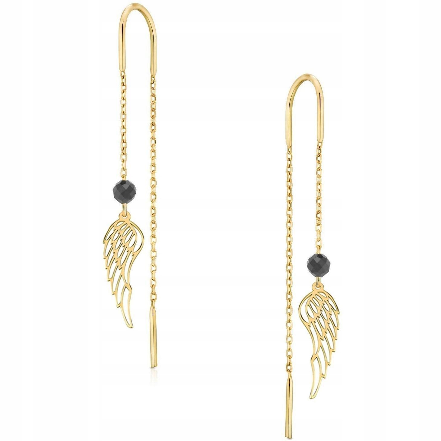 

Złote kolczyki przeciągane 333 celebrytka skrzydło