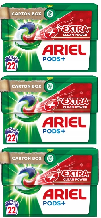 Levně Kapsle na praní Ariel Pods+ Extra Clean Power 66 ks Účinné Výkonné