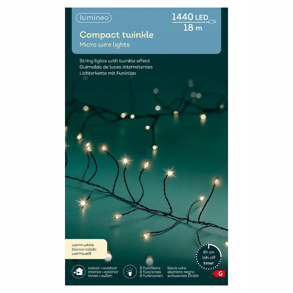 Lampičky Micro 1400 Led vianočné drôtiky Guste Teplé Biele 18 m