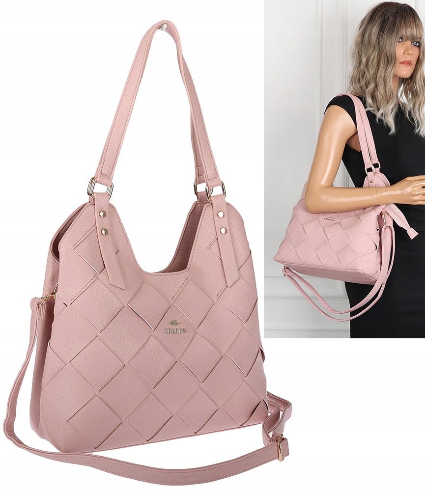 Torebka Damska shopper worek włoska marka Charro pojemna CH3357 różowa