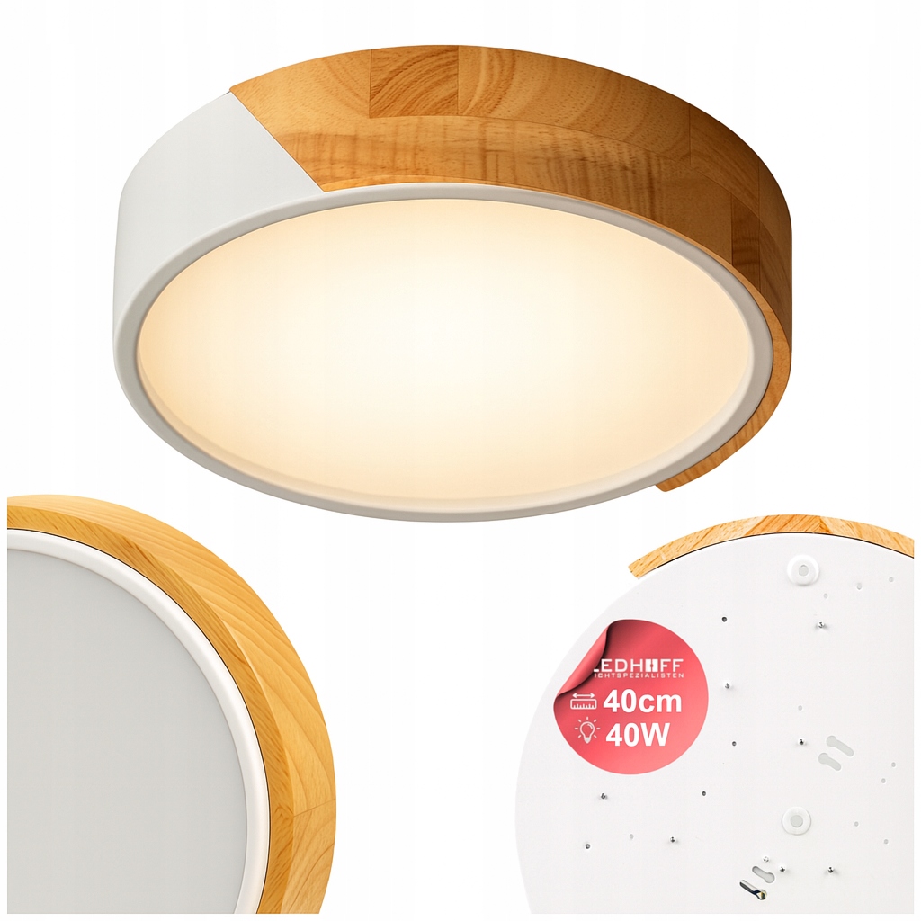 Stropní Svítidlo stropní Led lampa Dřevo 40 cm 40 W Kulatý Bílá Boho přírodní