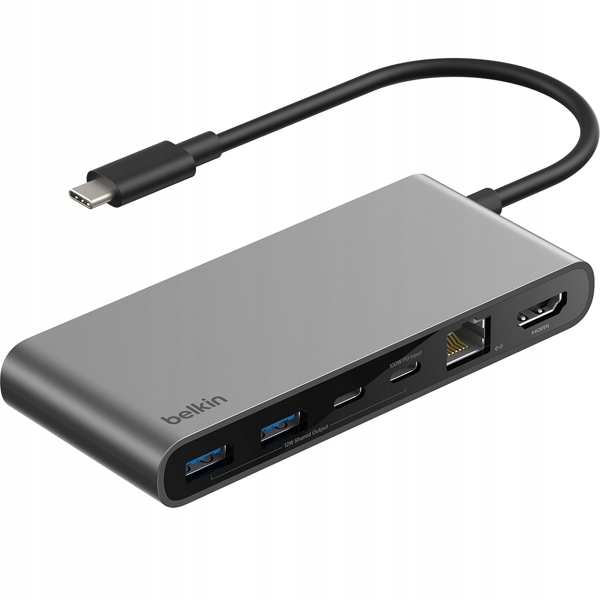 Stacja, hub Usb-c 8w1 10 Gb do laptopa, Belkin RJ45 2,5Gb /sd/usb-a/hdmi 4K