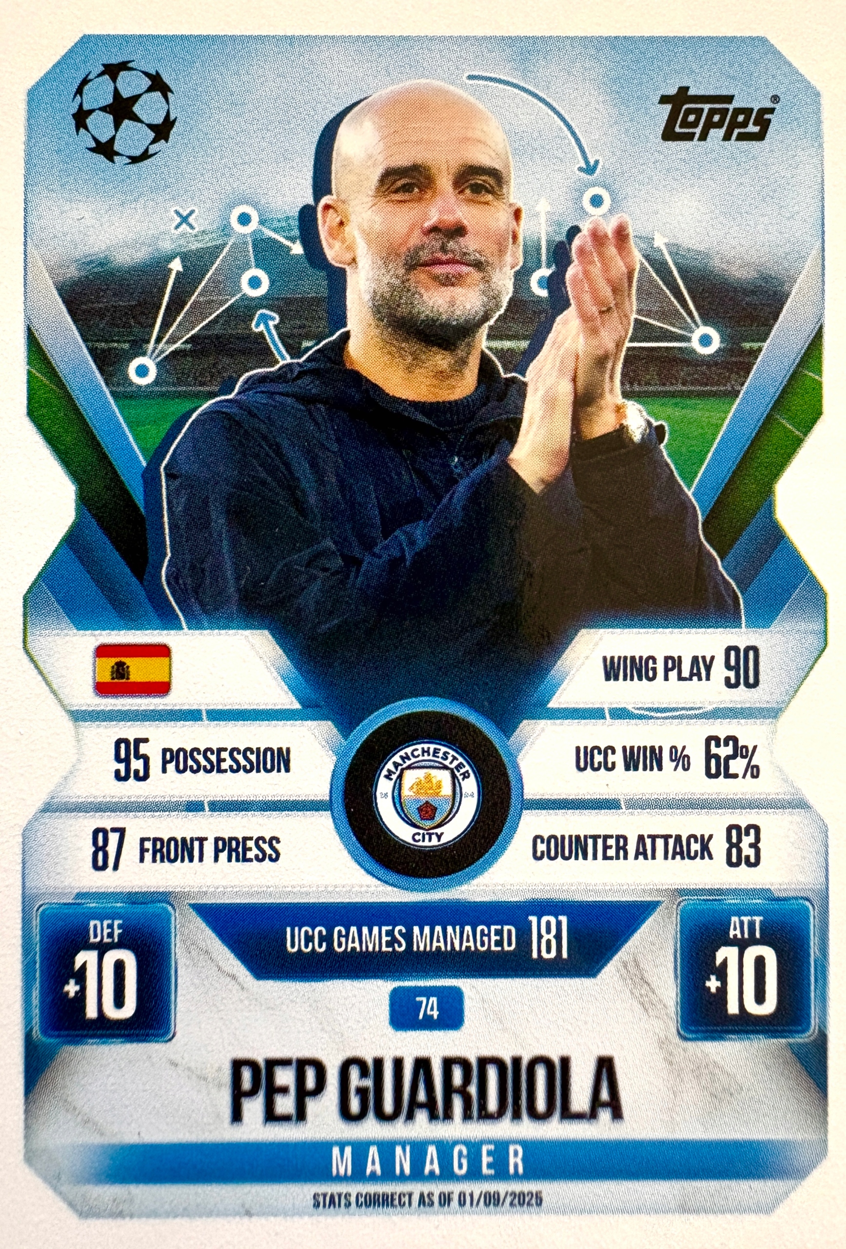 Topps Match Attax Extra 2025/26 2026 Manager 74 Pep Guardiola Manchester