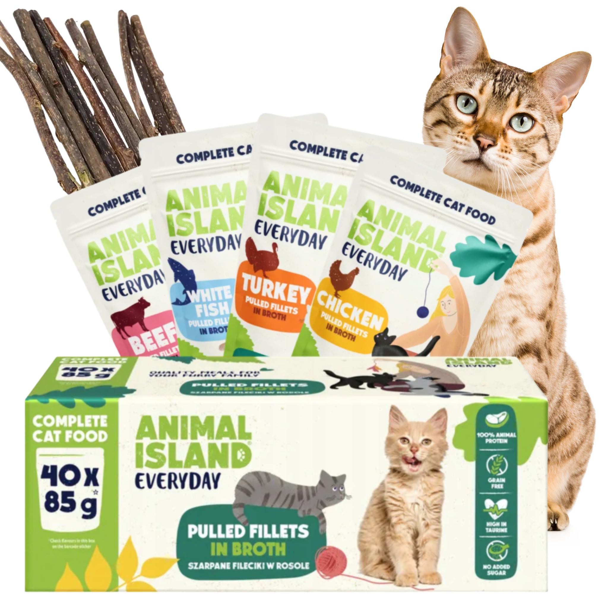 Krmivo pro kočky kapsička sáček MIX Chutí Animal Island 85 g x 40 Dárek