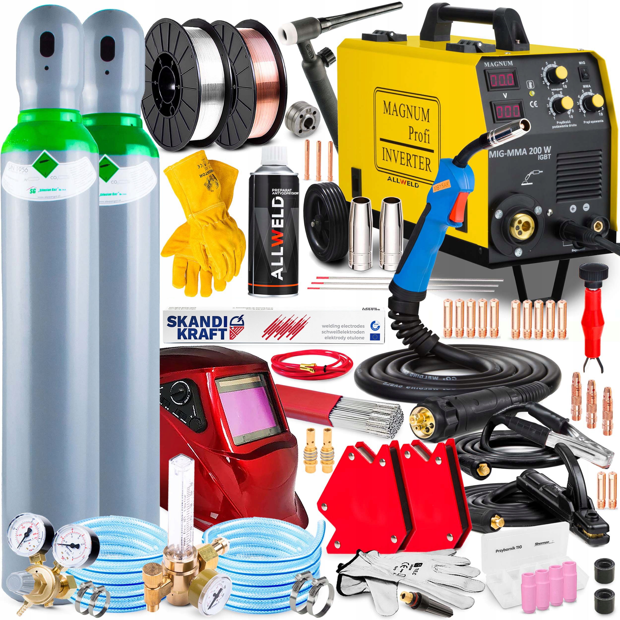 Invertorová Svářečka Inverter Magnum Mig 200W Mma Igbt Alu 230V 180A Sada