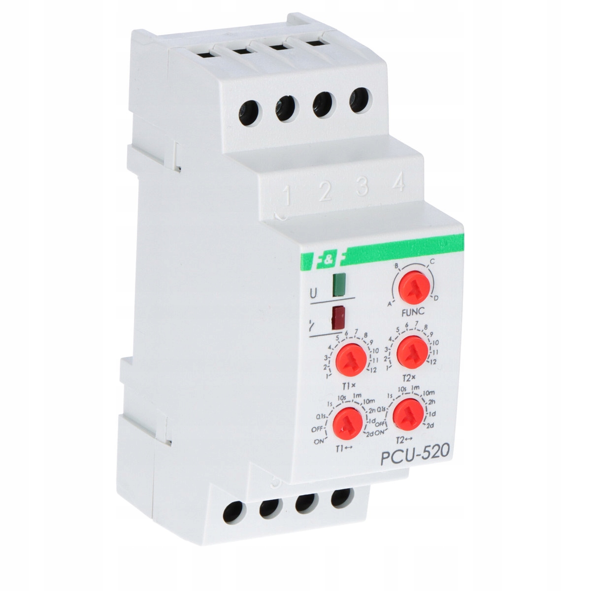 Časový spínač PCU-520 multifunkční, dva nezávislé časy T1 a T2, st