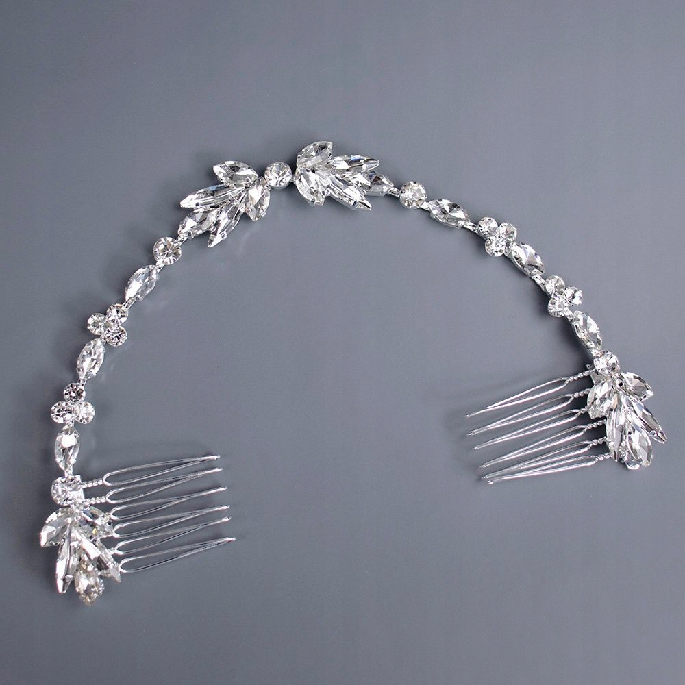 OZDOBA DO WŁOSÓW - kolor srebrny - ŚLUBNA grzebyk cyrkonie Kod producenta 37416