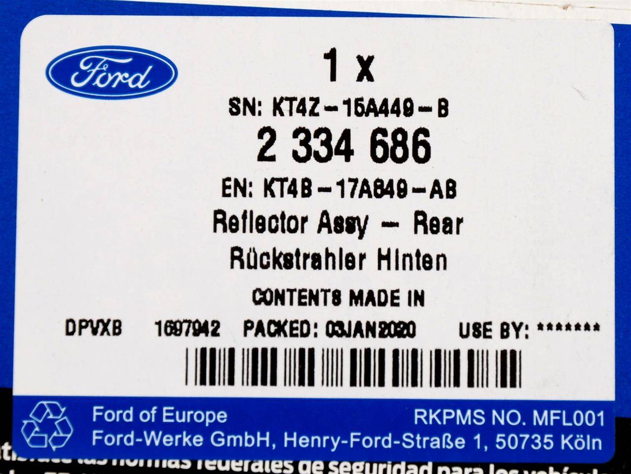 ODBLASK LEWY TYL EDGE 2018 FORD OE Lamp Type dedicated