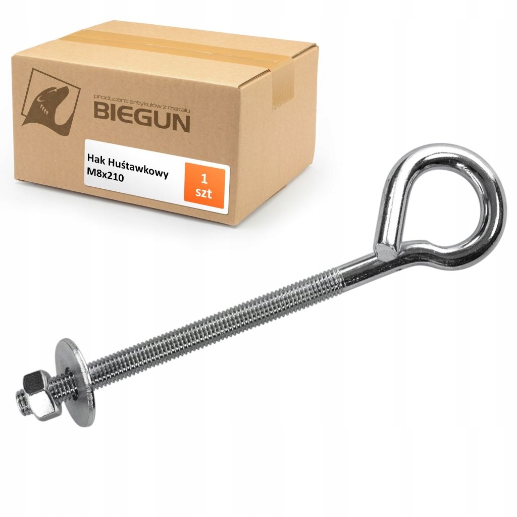 HAK HUŚTAWKOWY, HAMAKOWY METRYCZNY M8x210 MOCOWANIE