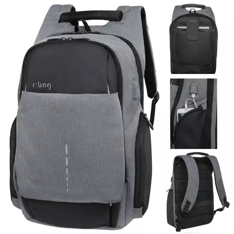 R-bag Batoh Na Notebook 13-15" Tablet s Usb Drum Grey