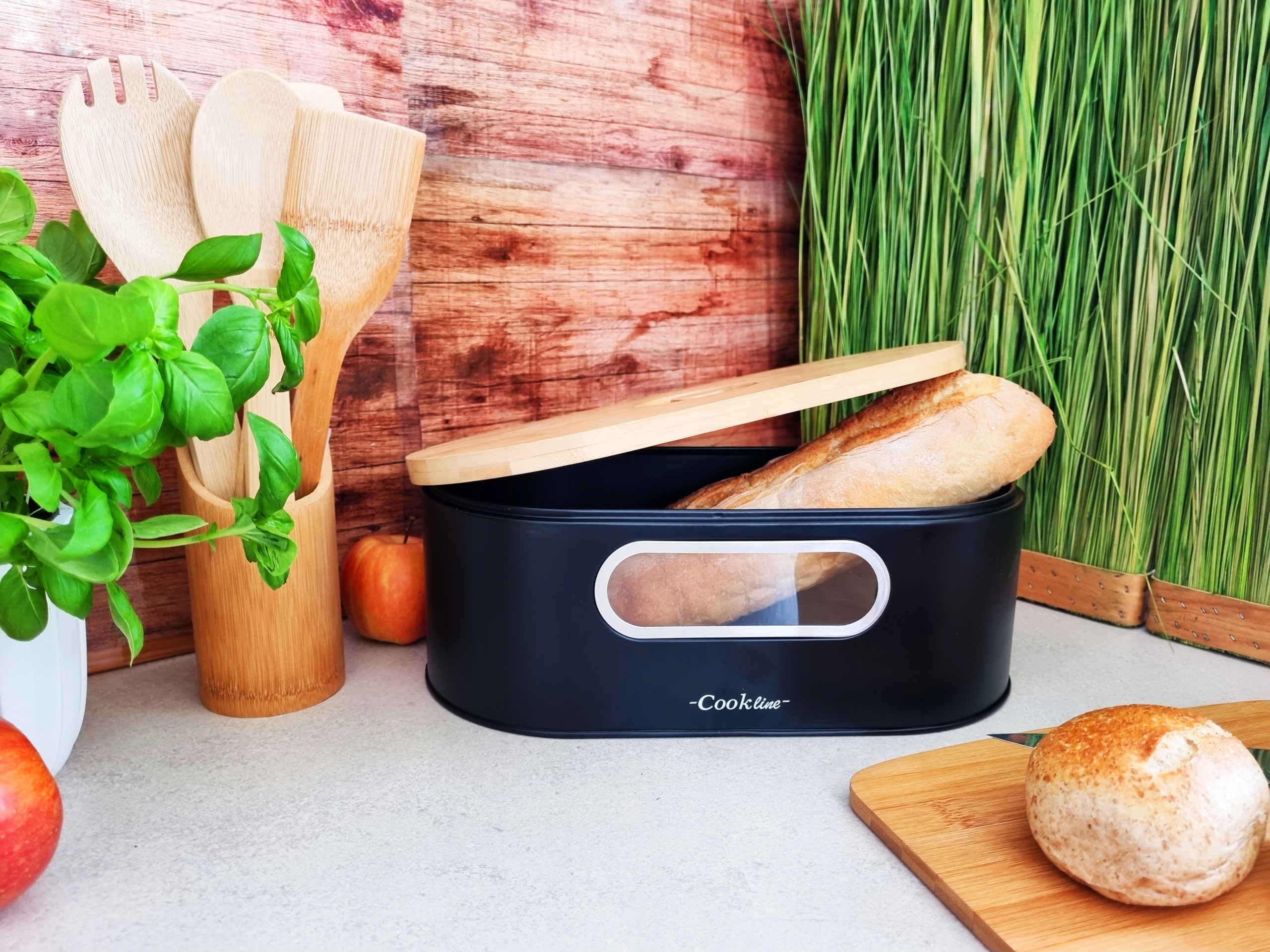 CHLEBAK EMALIOWANY Z POKRYWĄ BAMBUSOWĄ DESKA Marka Chomik