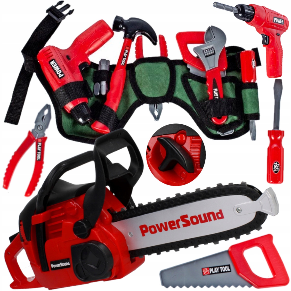 NARZĘDZIA dla dzieci WIERTARKA PIŁA MOTOROWA SPALINOWA zestaw majsterkowicz