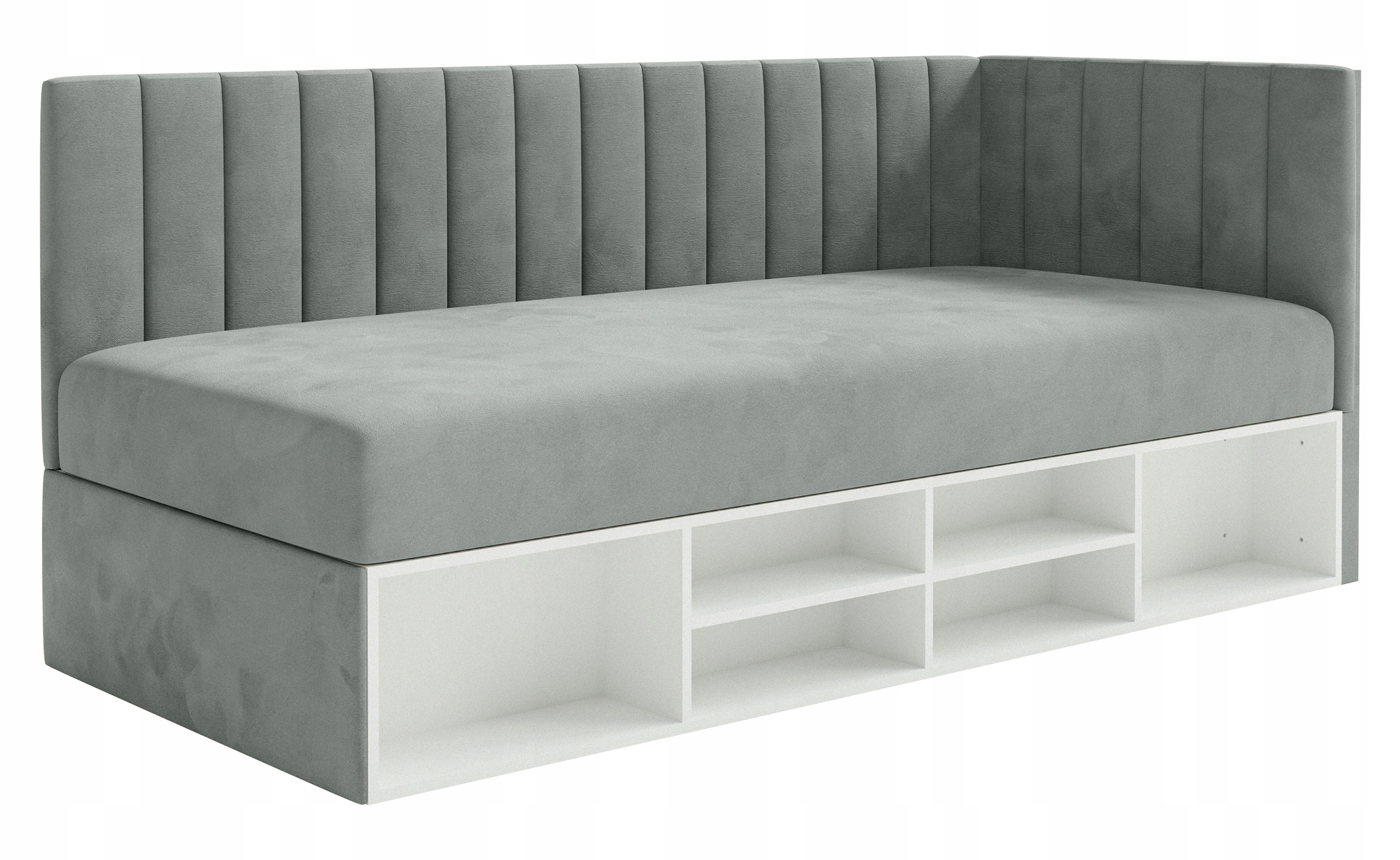 Postel pro mláděž 90x200 cm Ventrio šedá hydrofobní velurová pravá