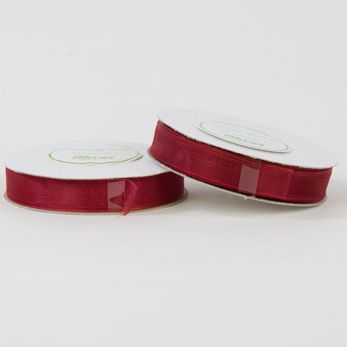 

tasiemka wstążka szyfonowa organza bordowa 12mm