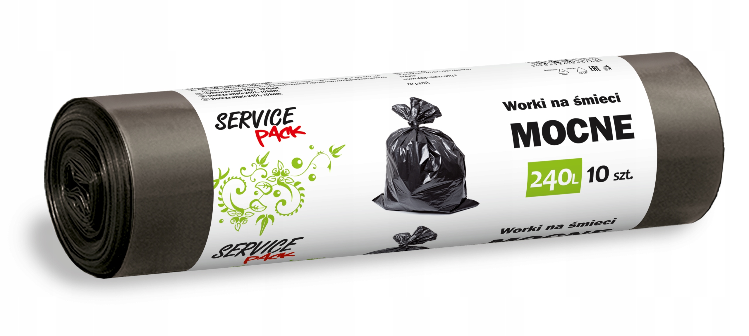 Worki na śmieci uniwersalne Service Pack 240l 10 szt.