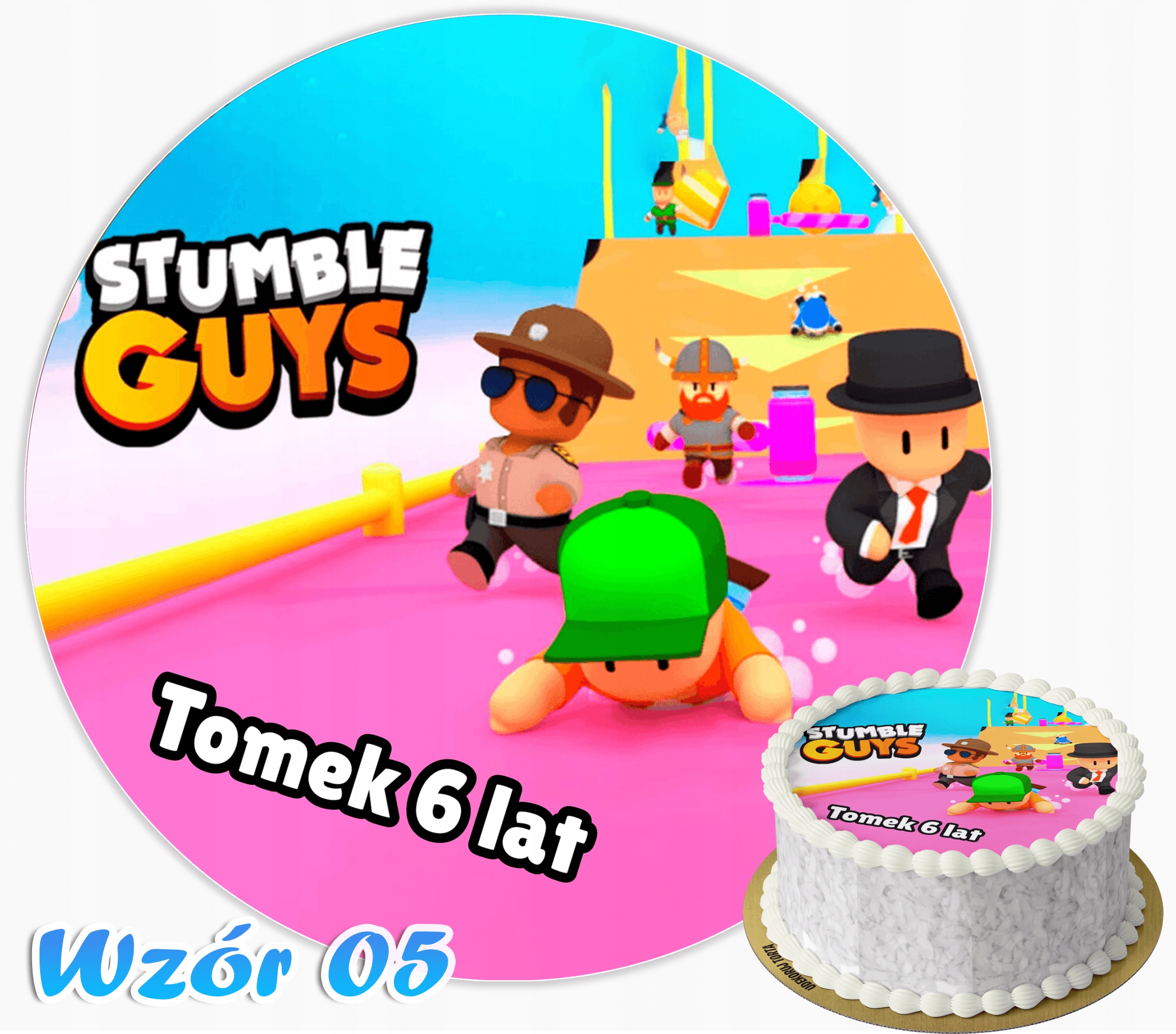 Opłatek na tort STUMBLE GUYS Z IMIENIEM I WIEKIEM Typ opłatek na tort